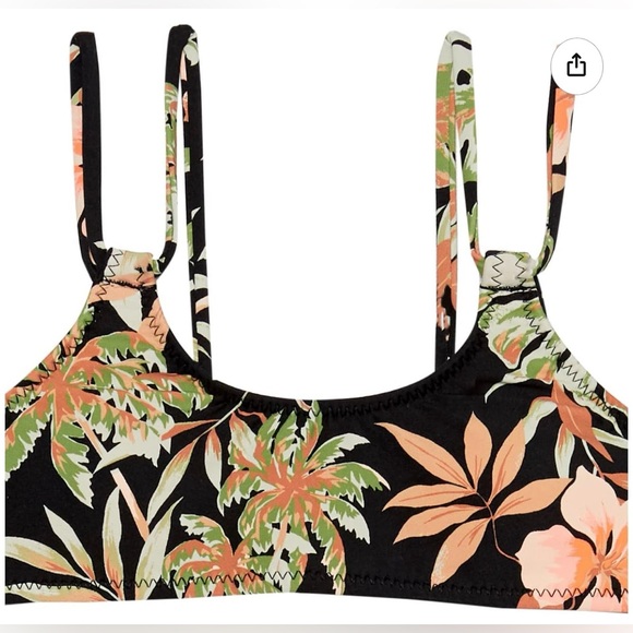 🌴🖤🏖️Volcom Girls' Swimsuit Two Piece Bikini Set Kids Sz 16 Tropical Print🌴🖤 - Picture 3 of 15